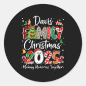 Davis Family Christmas 2025 Matching Pjs Xmas Squa Ronde Sticker (Voorkant)