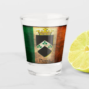 Davis Family Crest Irish Flag Shot Glas