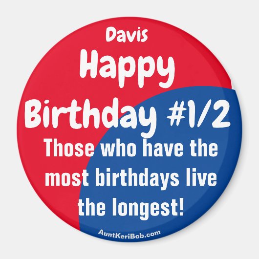 Davis Gelukkige Verjaardag #1/2 Magnet (Voorkant)