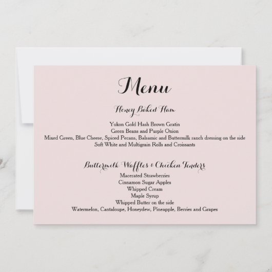 Davis + Harper Menu Kaart (Achterkant)