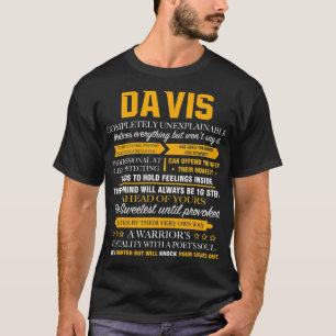 DAVIS volledig onverklaarbare naam vaders dag T-shirt