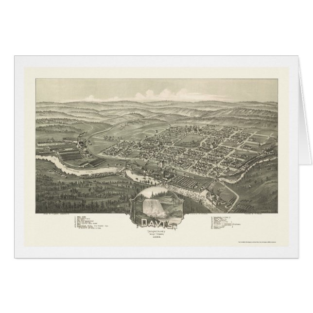 Davis, WV Panoramic Map - 1898 (Voorkant Horizontaal)