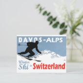 Davos - Alpen, winterski in Zwitserland,  Briefkaart (Staand voorkant)