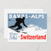 Davos - Alpen, winterski in Zwitserland,  Briefkaart (Voorkant / Achterkant)