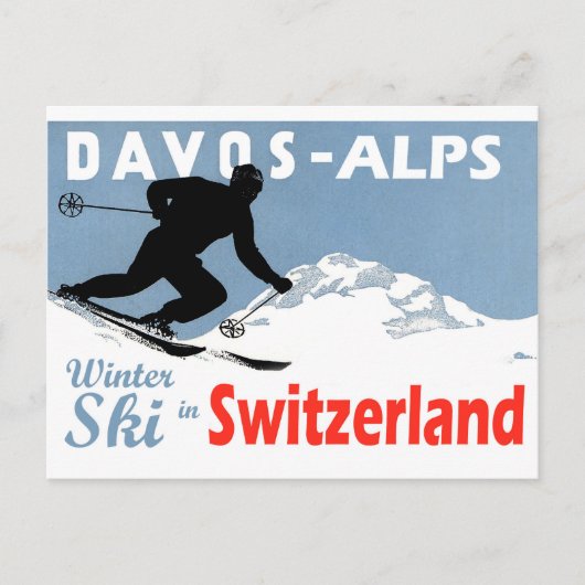 Davos - Alpen, winterski in Zwitserland,  Briefkaart (Voorkant)