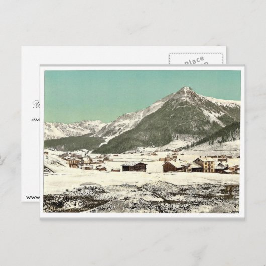 Davos, Dorfli en Seehorn, in de winter, Grisons, S Briefkaart (Voorkant / Achterkant)