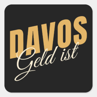 Davos Geld ist Schweiz Ski Resort Satire Vierkante Sticker