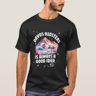 Davos Klosters Ski Resort Zwitserse Alpen Skiën Zw T-shirt