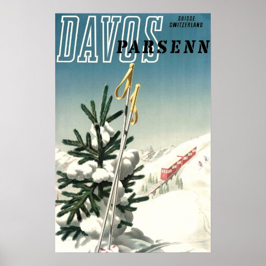 Davos, Parsenn, bergspoorweg, oldtimers Poster (Voorkant)