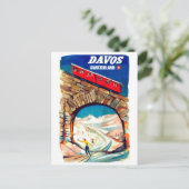 Davos, rode kabelauto op de brug, Zwitserland Briefkaart (Staand voorkant)