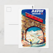 Davos, rode kabelauto op de brug, Zwitserland Briefkaart (Voorkant / Achterkant)