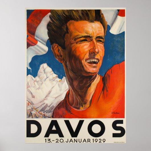 Davos Switzerland Vintage Travel Poster (Voorkant)