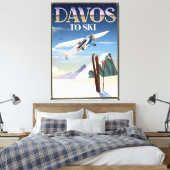 Davos Zwitserland reisposter Canvas Afdruk (Insitu (Slaapkamer))