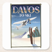 Davos Zwitserland reisposter Kartonnen Onderzetters (Voorkant)
