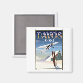 Davos Zwitserland reisposter Magneet (Voorkant / Achterkant)