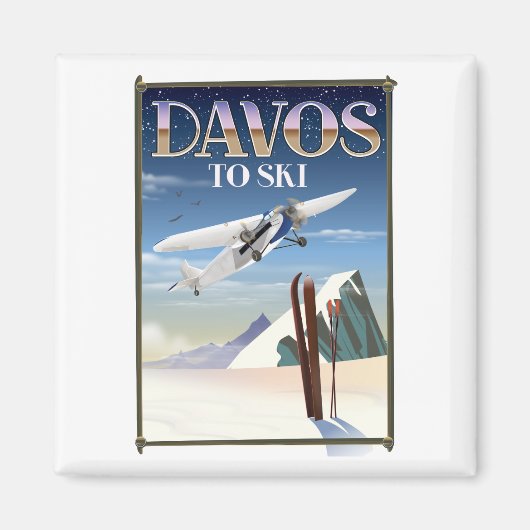Davos Zwitserland reisposter Magneet (Voorkant)