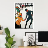 Davos, Zwitserland Ski Winter Vintage Travel Poster (Thuiskantoor)
