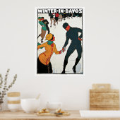 Davos, Zwitserland Ski Winter Vintage Travel Poster (Keuken)