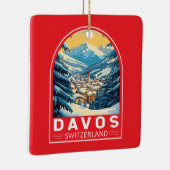 Davos Zwitserland Travel Art Embleem Keramisch Ornament (Rechts)