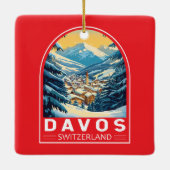 Davos Zwitserland Travel Art Embleem Keramisch Ornament (Achterkant)