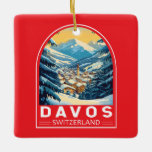 Davos Zwitserland Travel Art Embleem Keramisch Ornament<br><div class="desc">Davos retro vector reisontwerp. Davos is een plaats in het Zwitserse kanton Graubünden,  gelegen in de Alpen. Het is een populair skigebied met een conferentiecentrum dat het jaarlijkse World Economic Forum organiseert.</div>