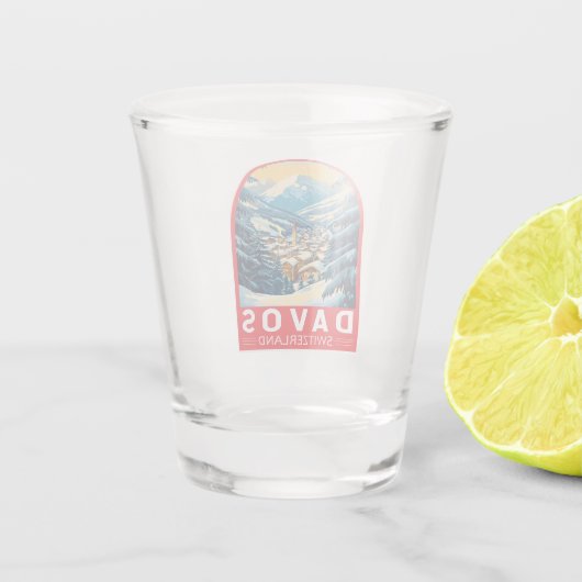 Davos Zwitserland Travel Art Embleem Shot Glas (Achterkant)