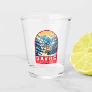 Davos Zwitserland Travel Art Embleem Shot Glas
