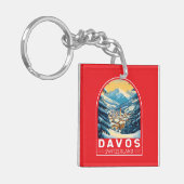 Davos Zwitserland Travel Art Embleem Sleutelhanger (Voorkant Links)