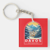 Davos Zwitserland Travel Art Embleem Sleutelhanger (Voorkant)