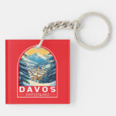 Davos Zwitserland Travel Art Embleem Sleutelhanger (Achterkant)