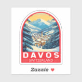 Davos Zwitserland Travel Art Embleem Sticker (Vel)
