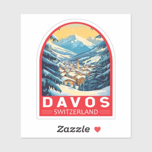 Davos Zwitserland Travel Art Embleem Sticker (Vel)