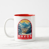 Davos Zwitserland Travel Art Embleem Tweekleurige Koffiemok (Links)