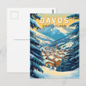 Davos Zwitserland Travel Art Vintage Briefkaart (Voorkant / Achterkant)