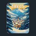Davos Zwitserland Travel Art Vintage Magneet<br><div class="desc">Davos retro vector reisontwerp. Davos is een plaats in het Zwitserse kanton Graubünden,  gelegen in de Alpen. Het is een populair skigebied met een conferentiecentrum dat het jaarlijkse World Economic Forum organiseert.</div>