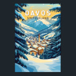 Davos Zwitserland Travel Art Vintage Poster<br><div class="desc">Davos retro vector reisontwerp. Davos is een plaats in het Zwitserse kanton Graubünden,  gelegen in de Alpen. Het is een populair skigebied met een conferentiecentrum dat het jaarlijkse World Economic Forum organiseert.</div>