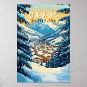 Davos Zwitserland Travel Art Vintage Poster (Voorkant)