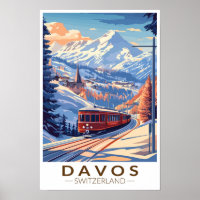 Davos Zwitserland Trein Reizen Kunst Vintage