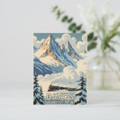 Davos Zwitserland Treinreizen Art Vintage Briefkaart (Staand voorkant)
