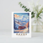 Davos Zwitserland Treinreizen Art Vintage Briefkaart (Staand voorkant)