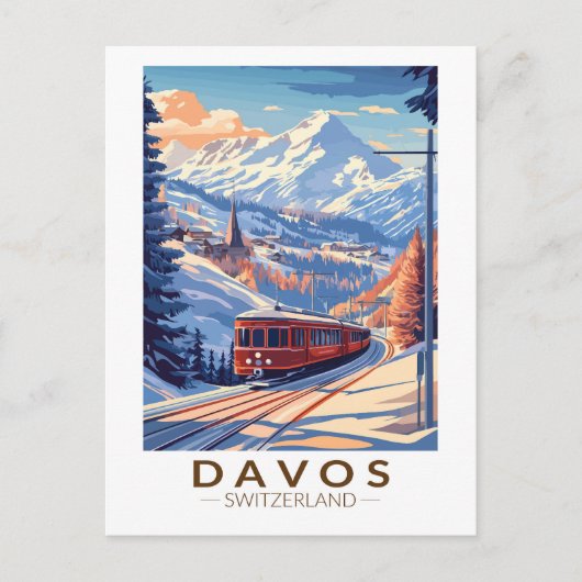 Davos Zwitserland Treinreizen Art Vintage Briefkaart (Voorkant)