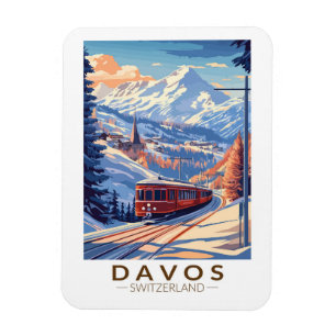 Davos Zwitserland Treinreizen Art Vintage Magneet