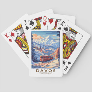 Davos Zwitserland Treinreizen Art Vintage Pokerkaarten