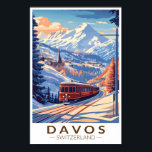Davos Zwitserland Treinreizen Art Vintage Poster<br><div class="desc">Davos retro vector reisontwerp. Davos is een plaats in het Zwitserse kanton Graubünden,  gelegen in de Alpen. Het is een populair skigebied met een conferentiecentrum dat het jaarlijkse World Economic Forum organiseert.</div>