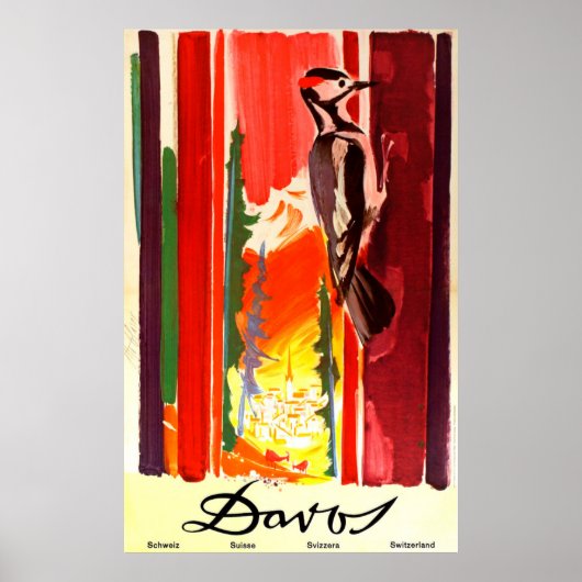 Davos Zwitserland Vintage Travel Poster (Voorkant)
