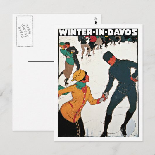 Davos Zwitserland Winter Briefkaart (Voorkant / Achterkant)