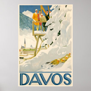 Davos Zwitserse Alpen Wintersport Zwitserland Vint Poster