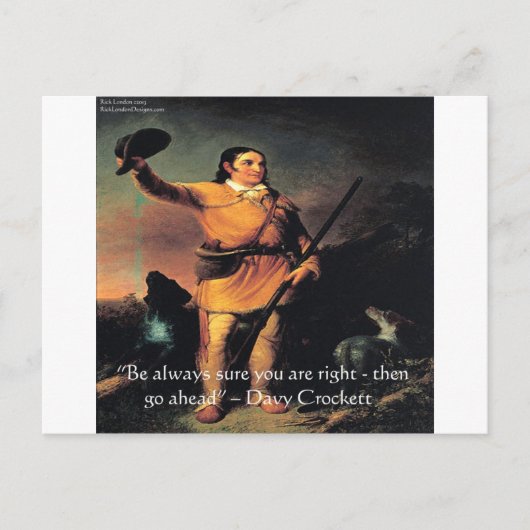 Davy Crocket "Ga Vooruit" Wijsheid Quote Briefkaart (Voorkant)
