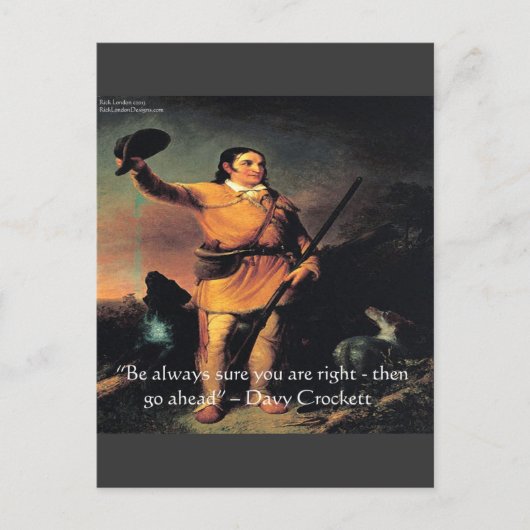 Davy Crocket "Ga Vooruit" Wijsheid Quote Briefkaart (Voorkant)