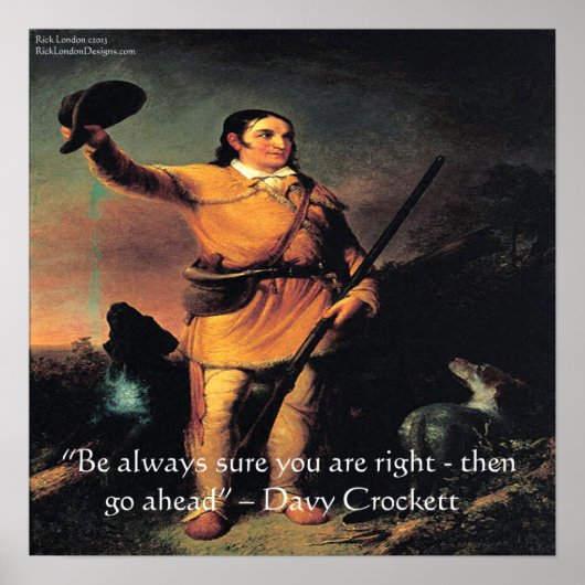 Davy Crocket "Ga vooruit..." Wijsheid Quote Poster (Voorkant)
